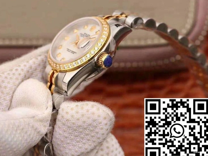 Dial Datejust Silver Yellow 28MM Rolex Gold 18K Lady 0105